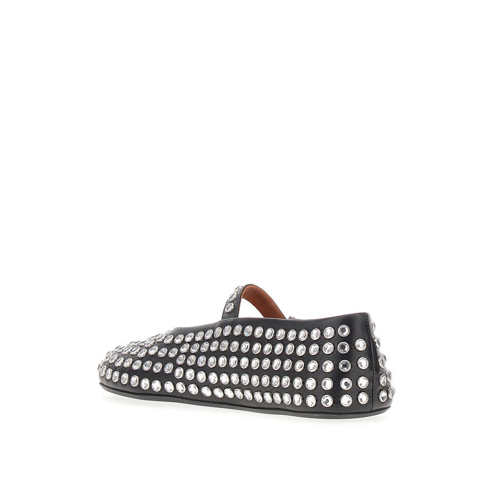 Strass-embellished leather ballerinas