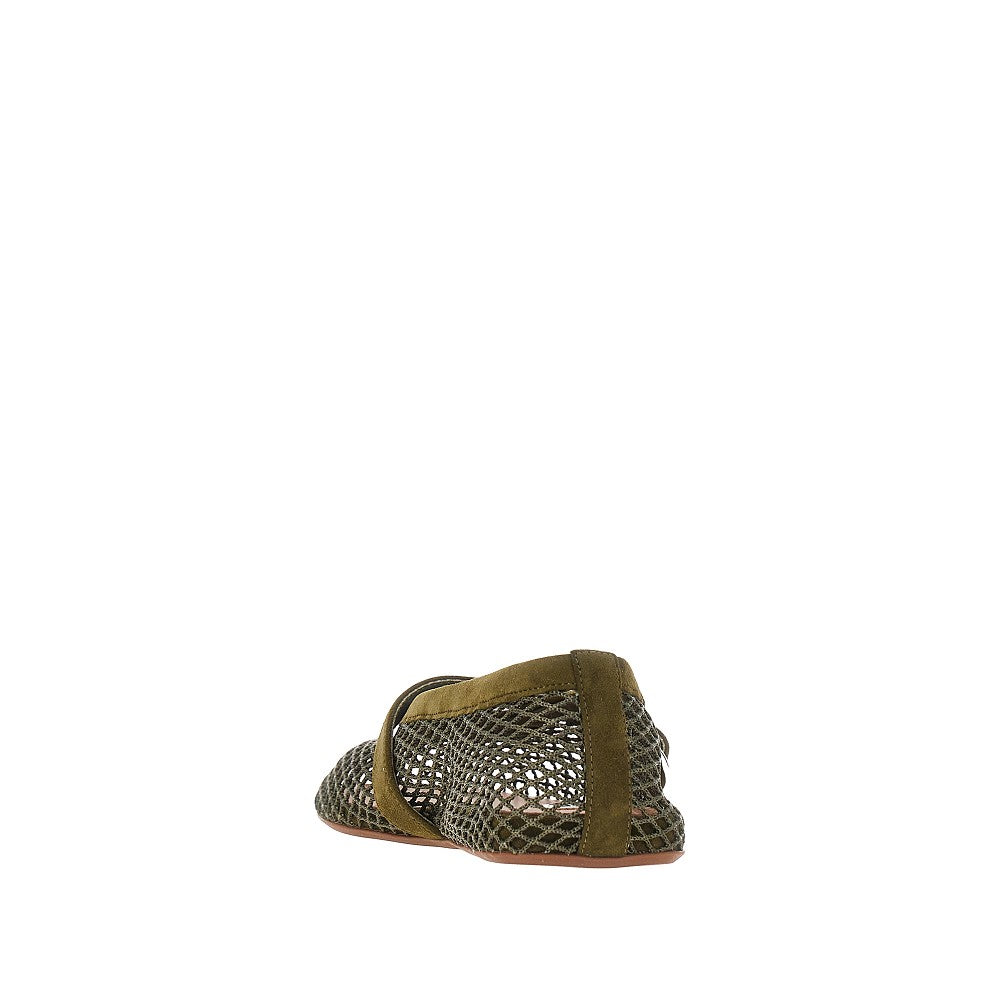 Fishnet ballerina flats