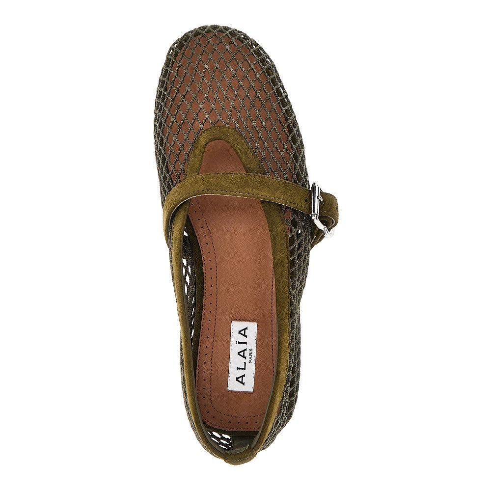 Fishnet ballerina flats