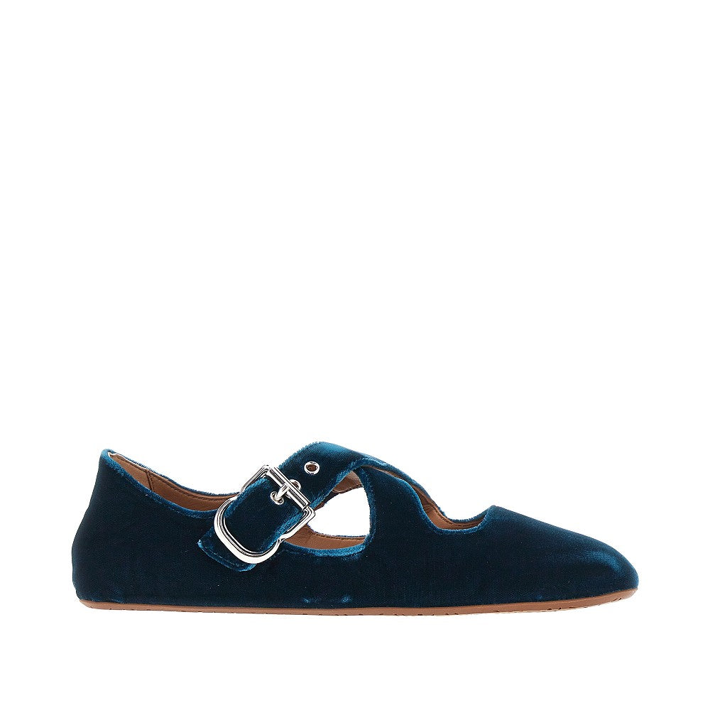 Velvet ballerina flats