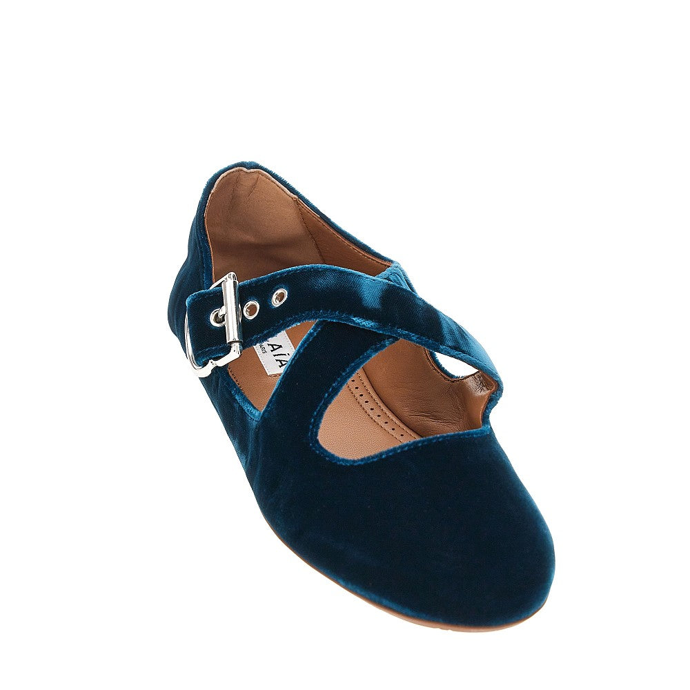Velvet ballerina flats