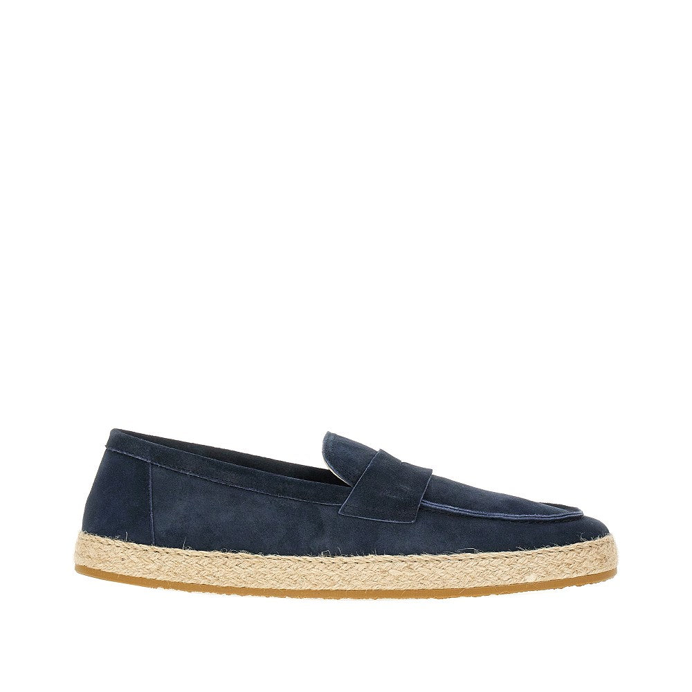 Suede leather loafers with rope base