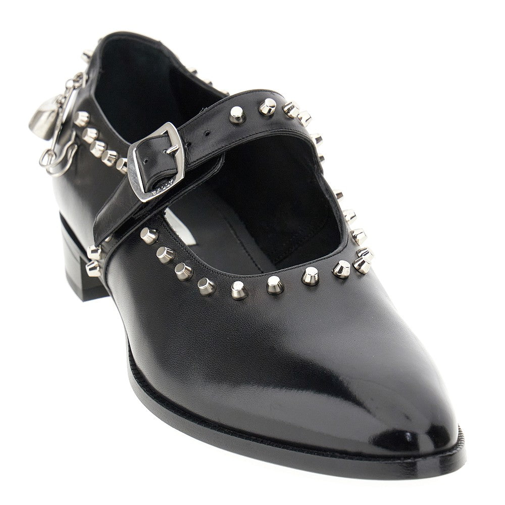 Brushed leather ballerinas with studs