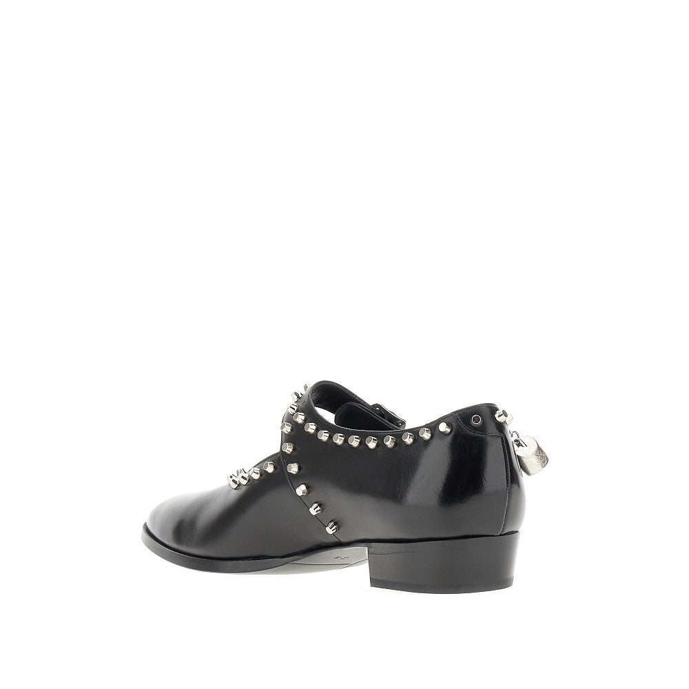 Brushed leather ballerinas with studs