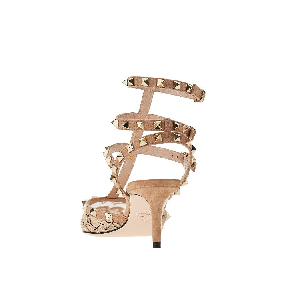 Lace and suede leather Rockstud pump
