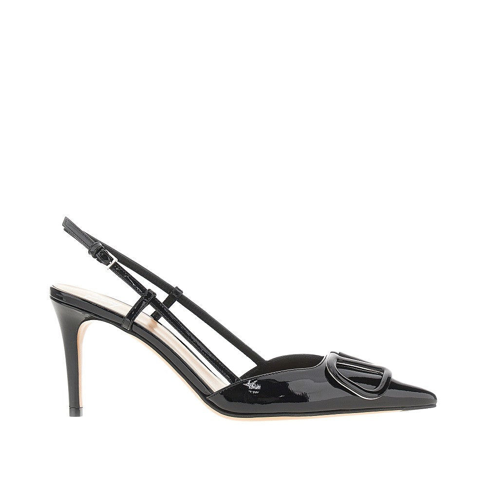 Patent leather slingback pumps