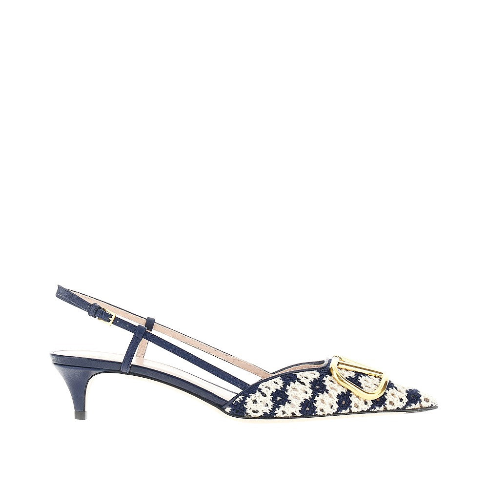 Décolleté slingback in tessuto crochet