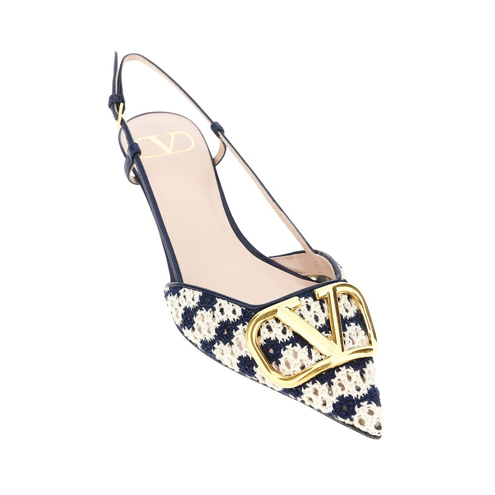 Décolleté slingback in tessuto crochet