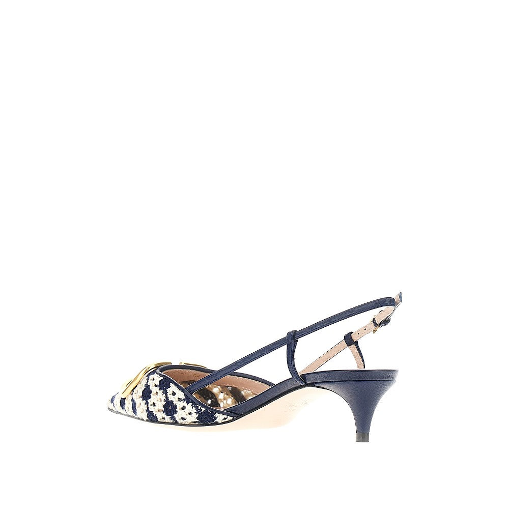 Décolleté slingback in tessuto crochet