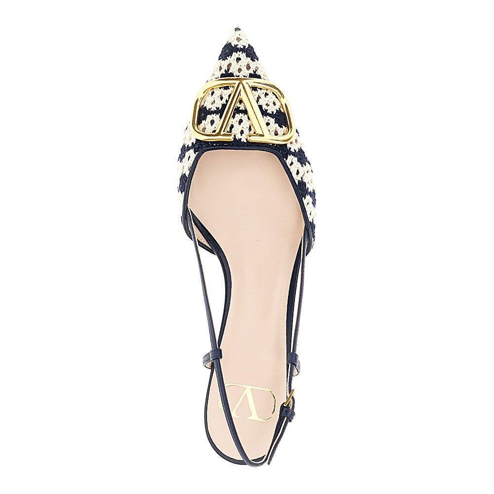 Décolleté slingback in tessuto crochet
