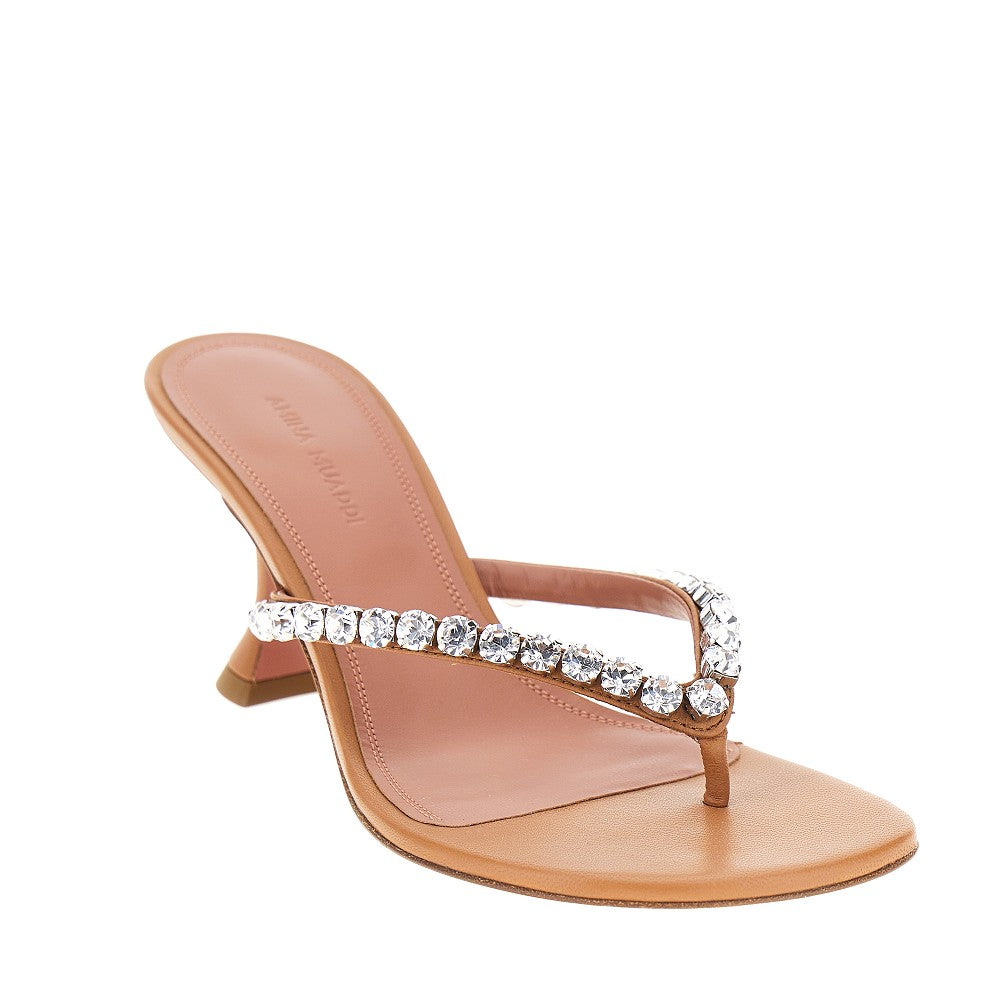 'Gigi' nappa leather heeled thongs