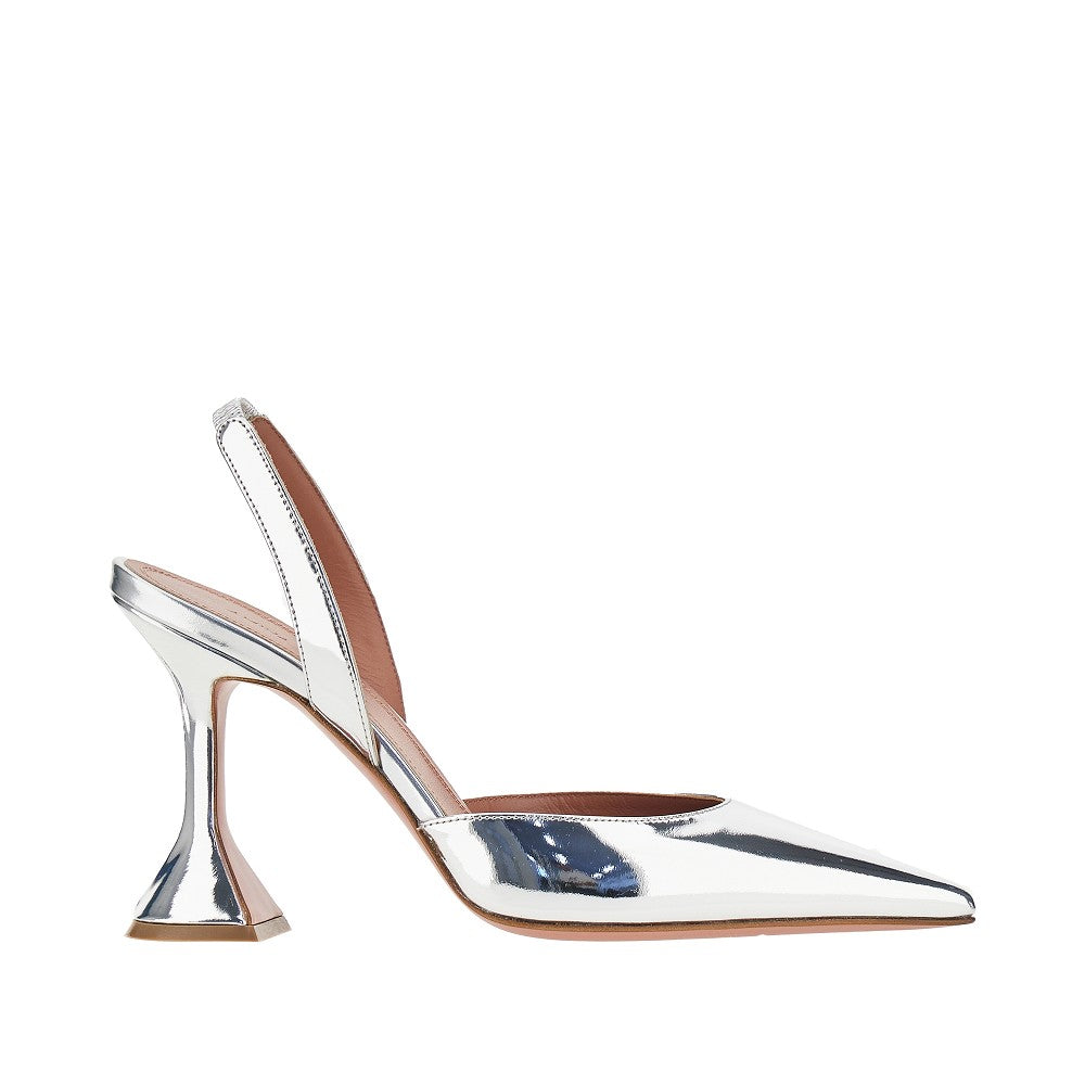'Holli' metallized leather slingback pumps