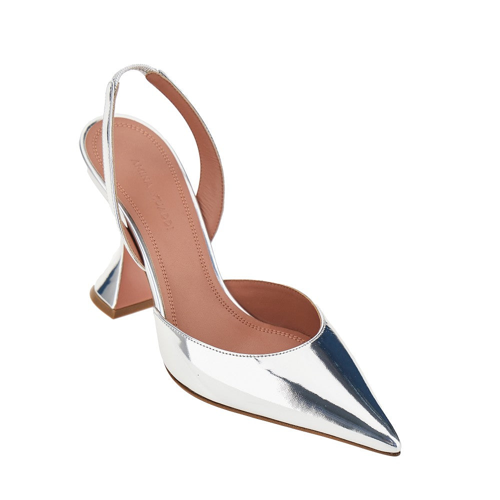 'Holli' metallized leather slingback pumps