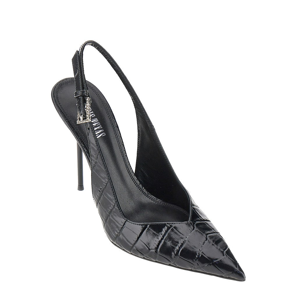 Croco-embossed leather 'Lidia' slingback pump