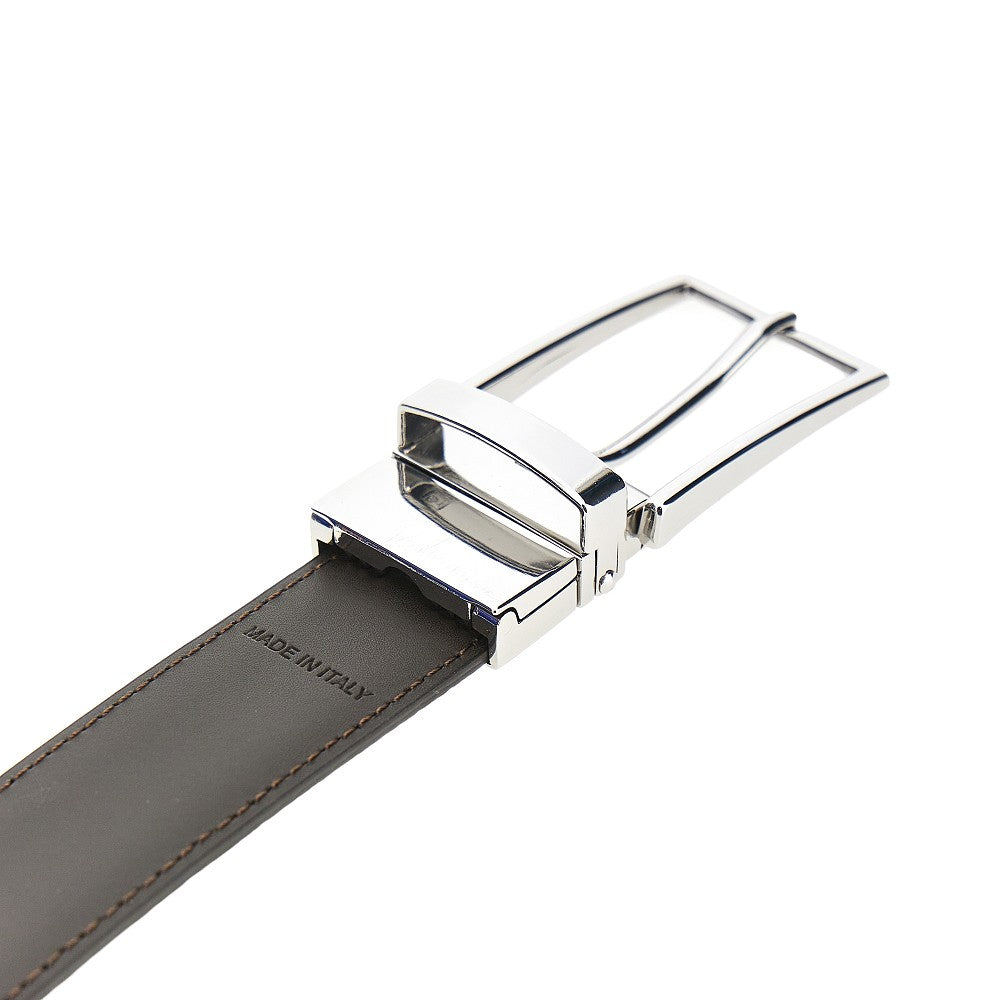 Leather reversible belt