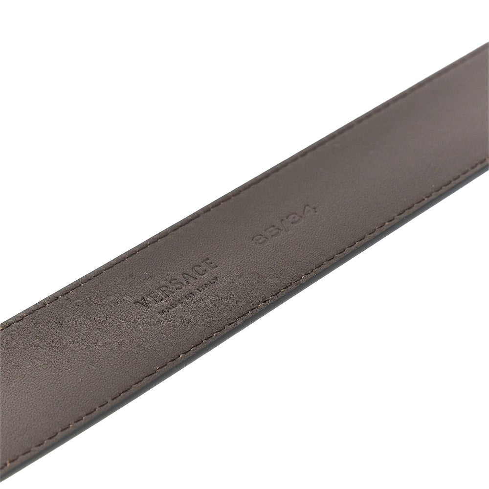 Leather belt with logo print