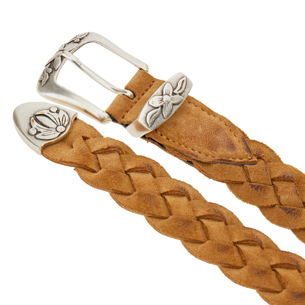 Braided suede leather belt