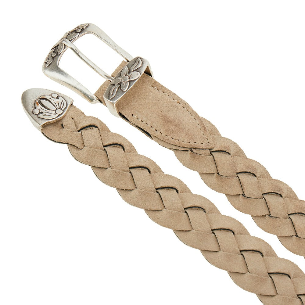 Braided suede leather belt