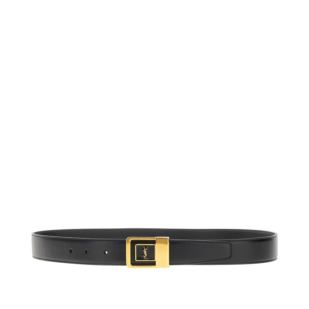 Leather belt with &#39;La 66&#39; buckle