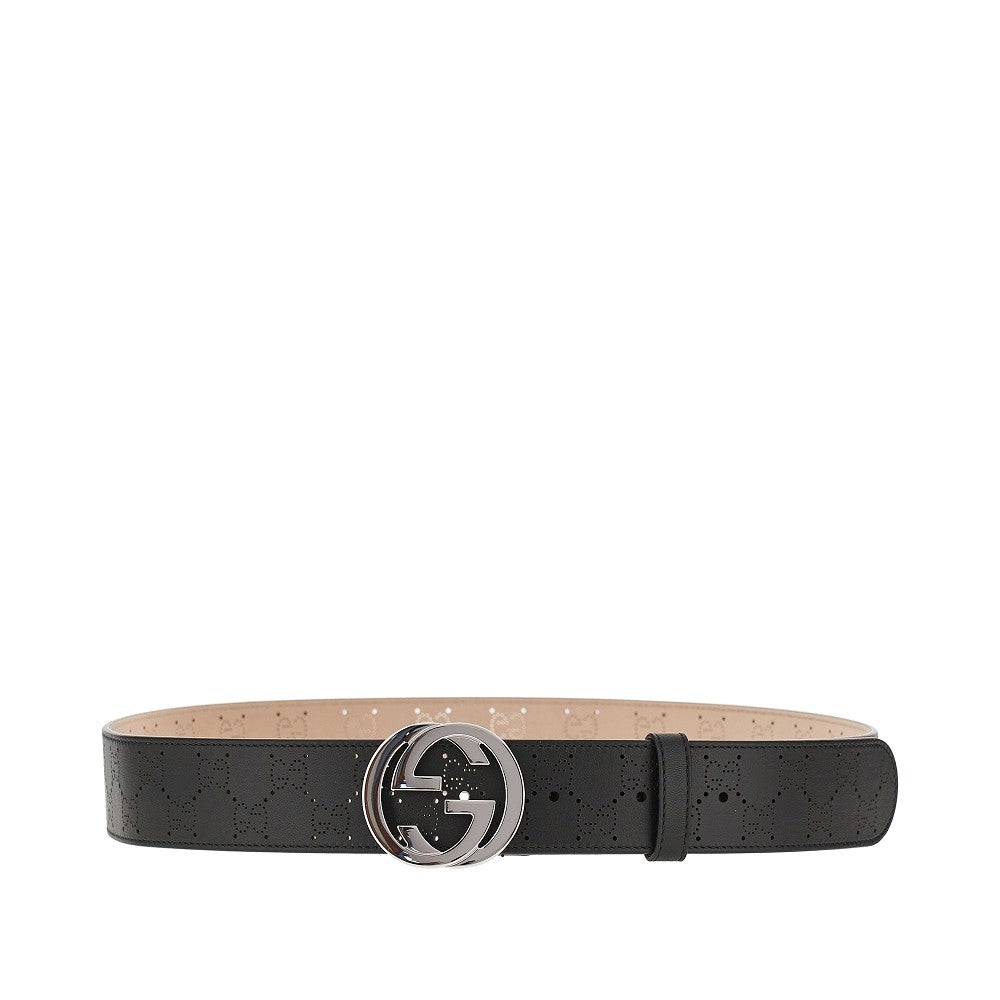 Cintura in pelle con fibbia Incrocio GG