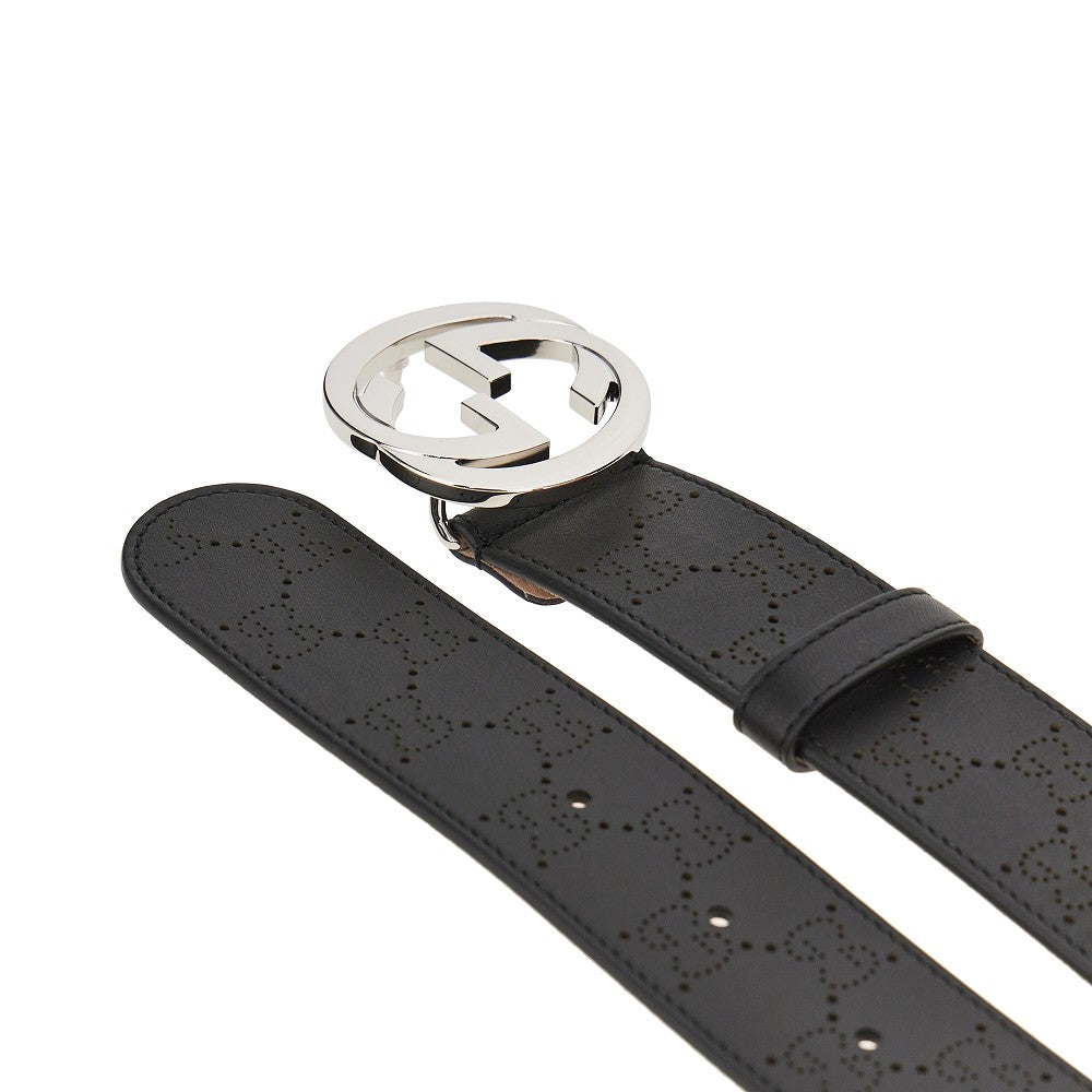 Cintura in pelle con fibbia Incrocio GG