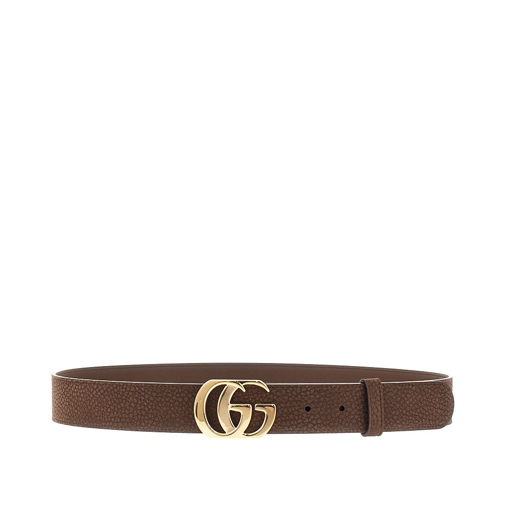 Leather belt with Double G buckle