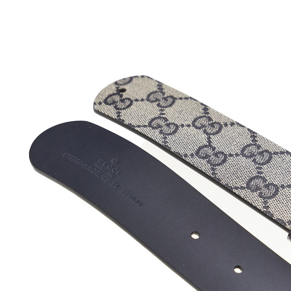 GG fabric and leather reversible belt