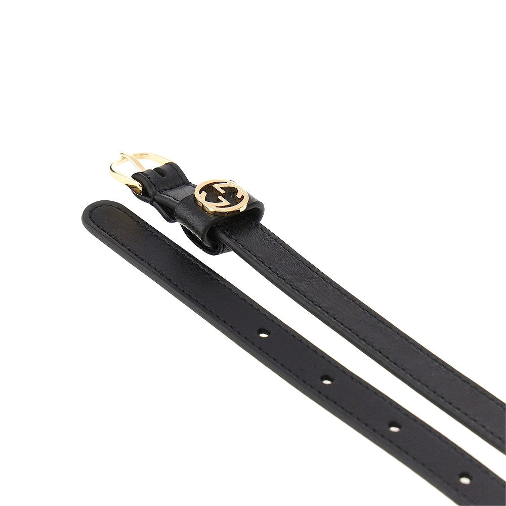 Leather belt with GG Interlock