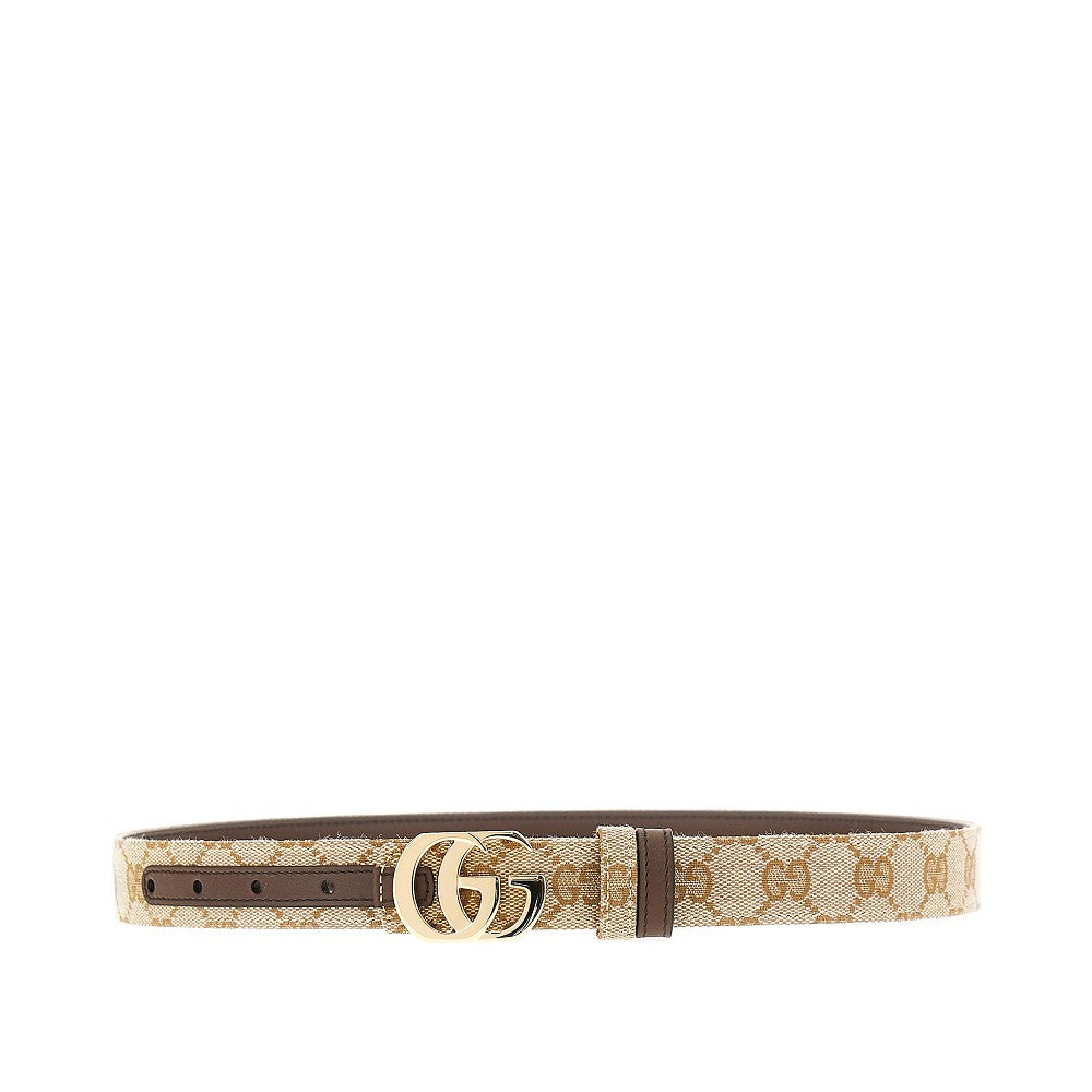 GG fabric and leather reversible belt