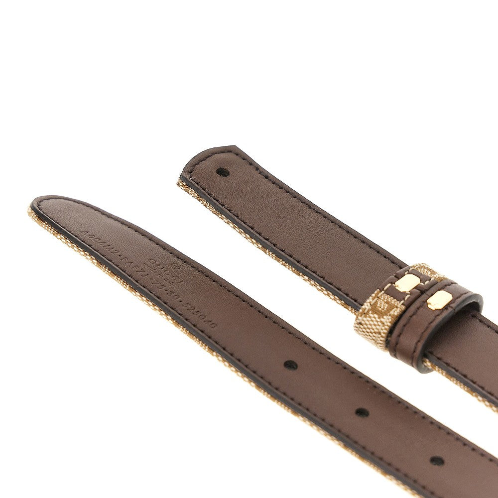GG fabric and leather reversible belt