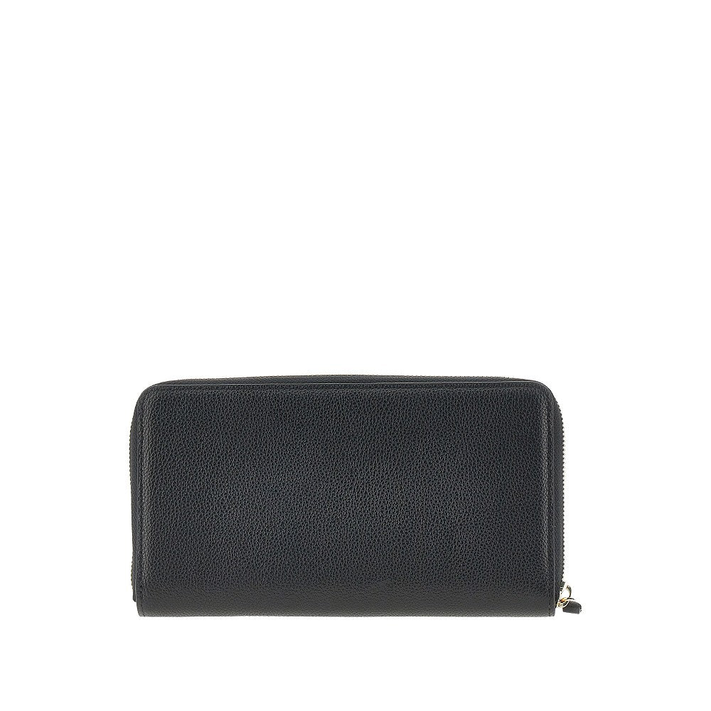 Grained leather zip-around wallet