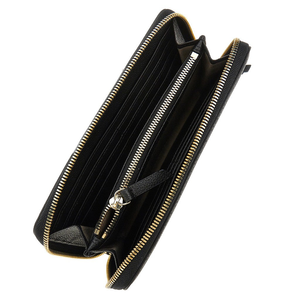 Grained leather zip-around wallet