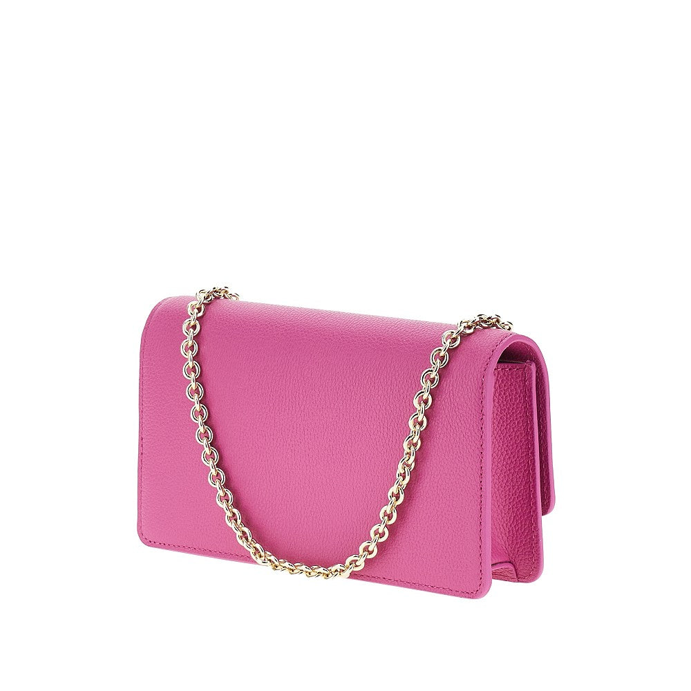 Clutch in pelle granata con catena