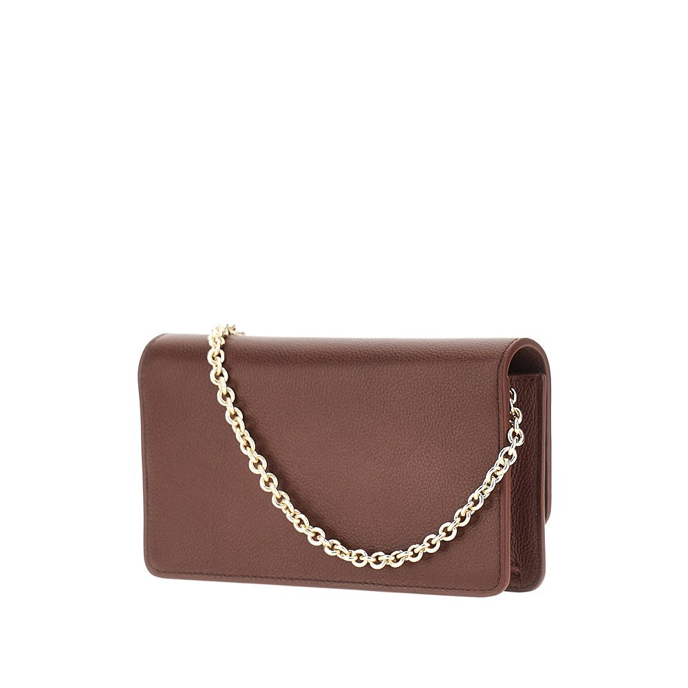 Clutch in pelle granata con catena