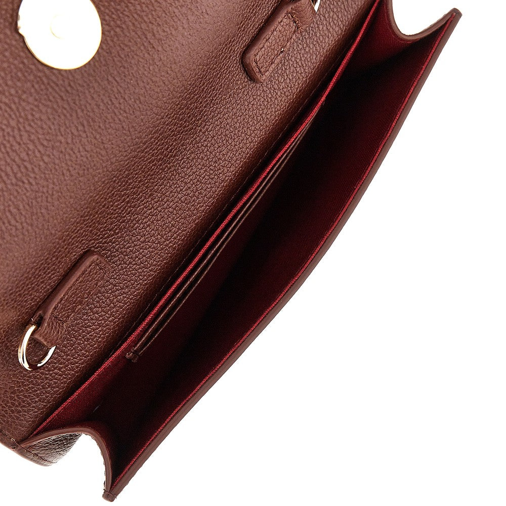 Clutch in pelle granata con catena
