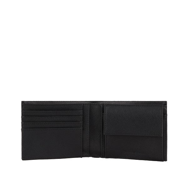 Saffiano faux leather bi-fold wallet