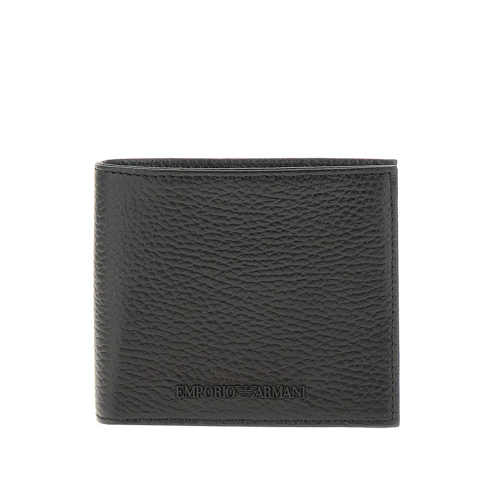 Grained leather bi-fold wallet