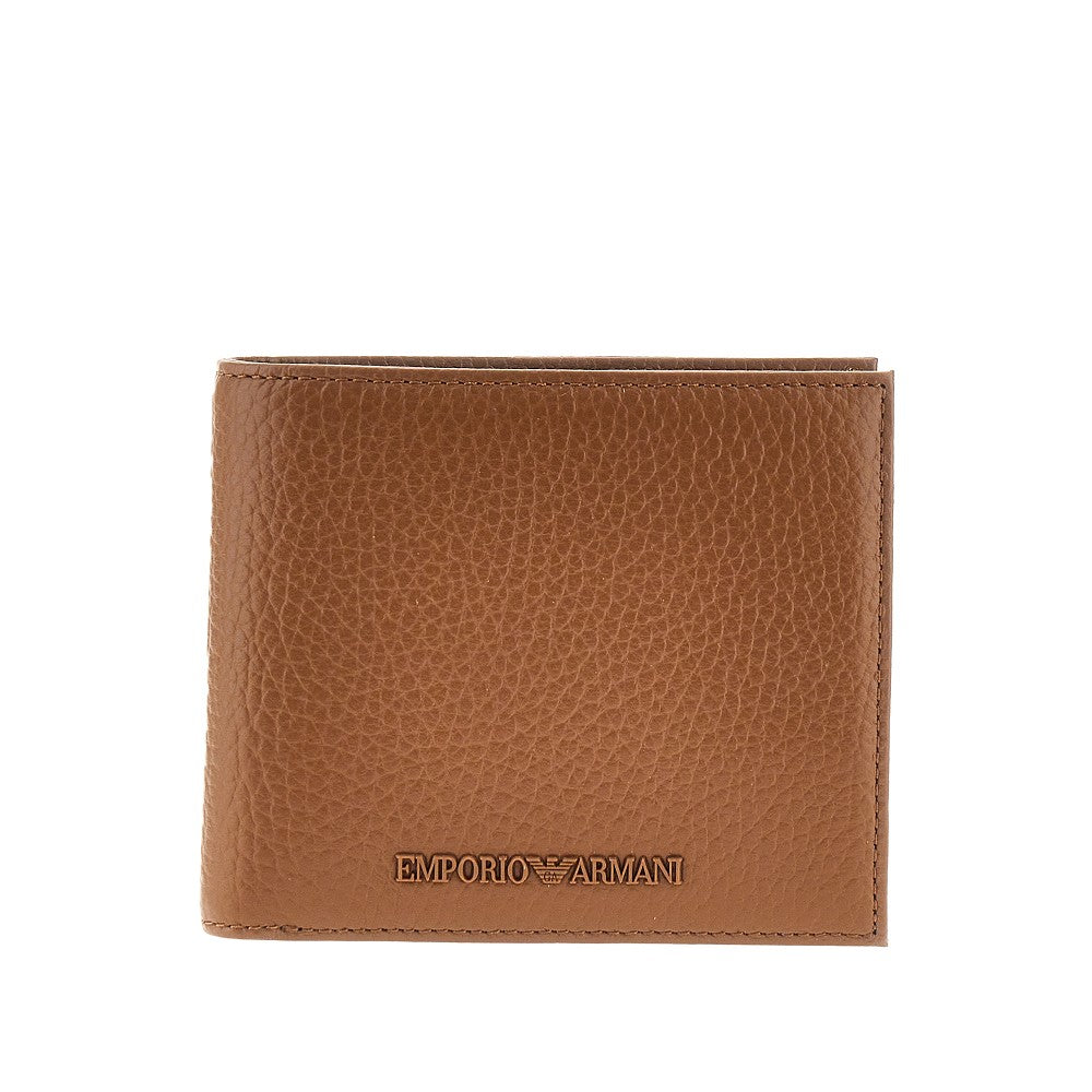 Grained leather bi-fold wallet