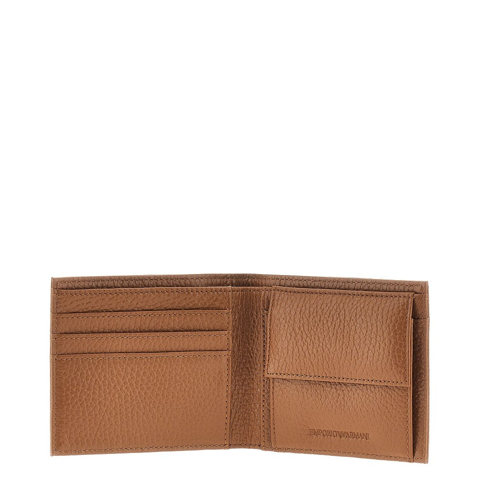 Grained leather bi-fold wallet