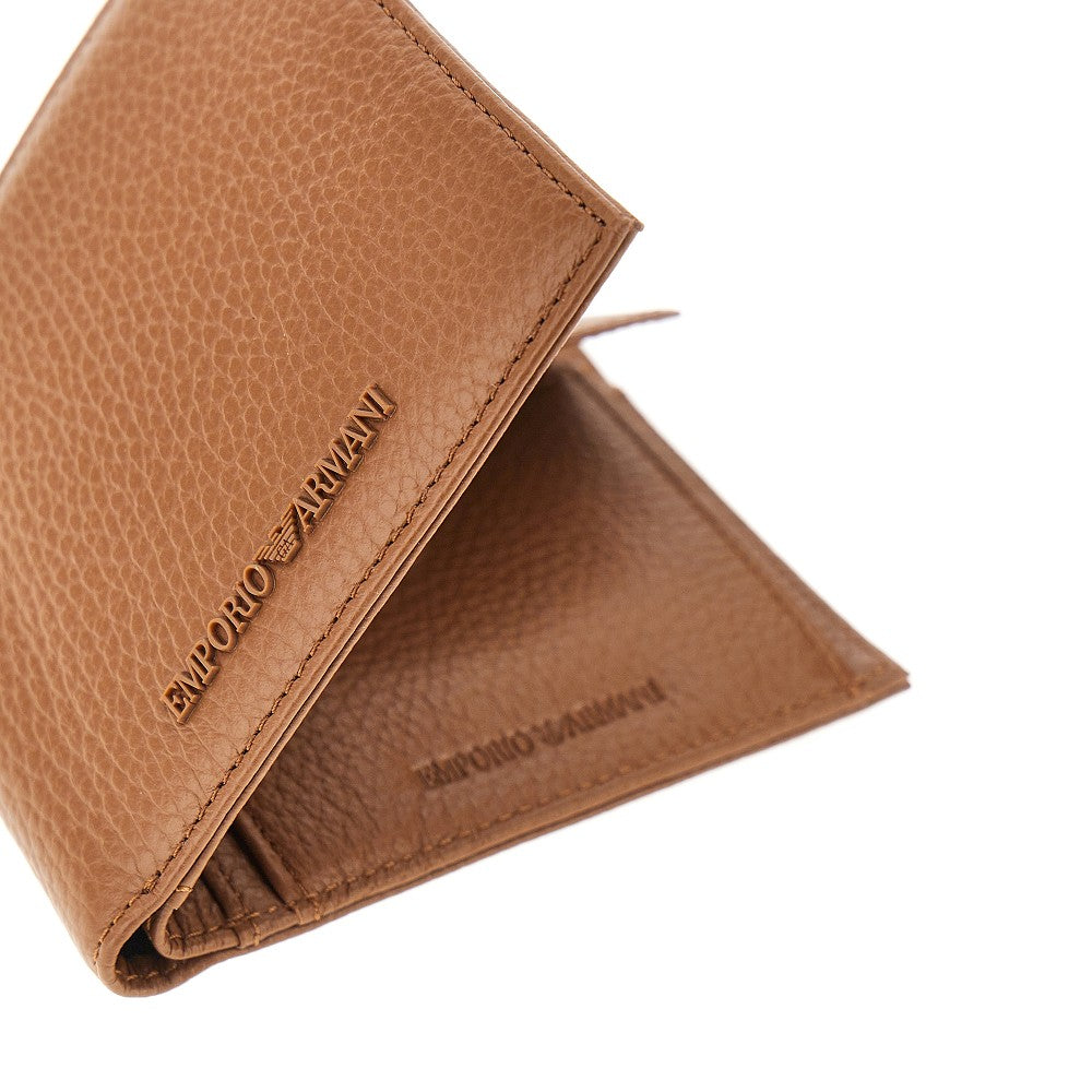 Grained leather bi-fold wallet