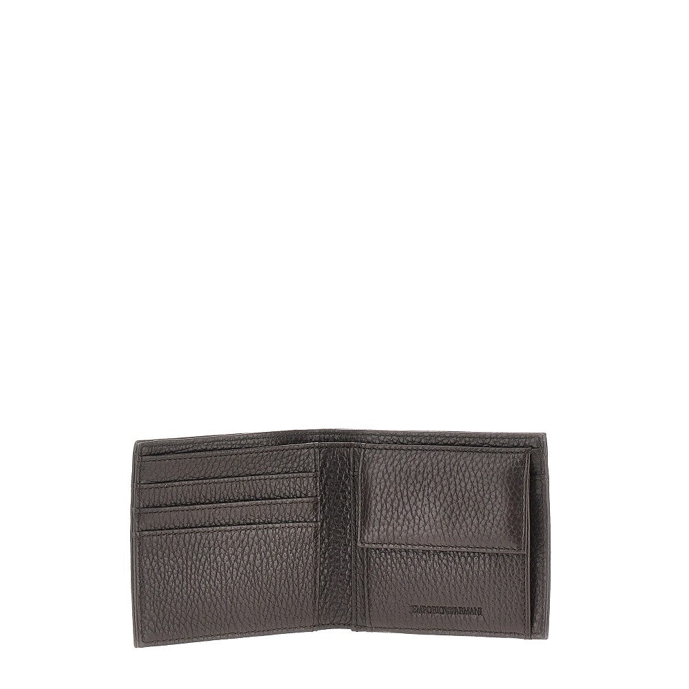Portafoglio bi-fold in pelle martellata