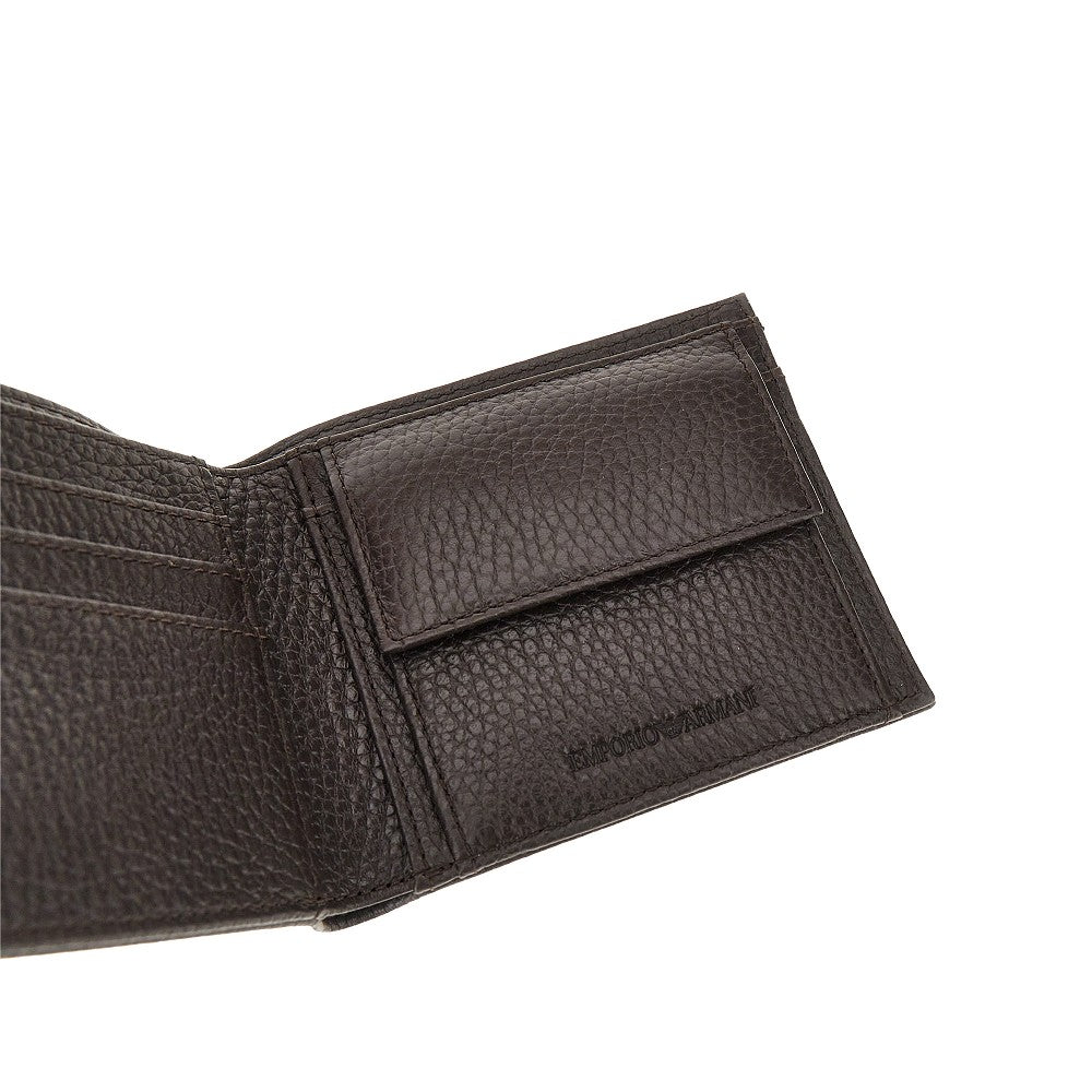 Grained leather bi-fold wallet