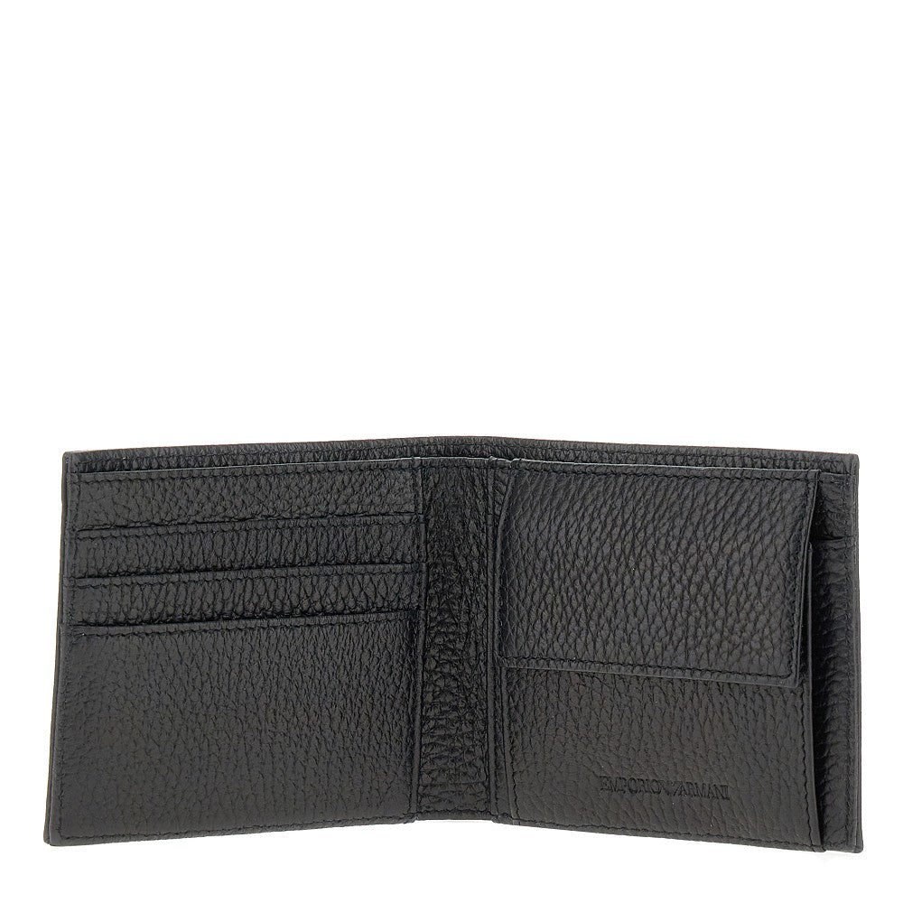 Portafoglio bi-fold in pelle martellata
