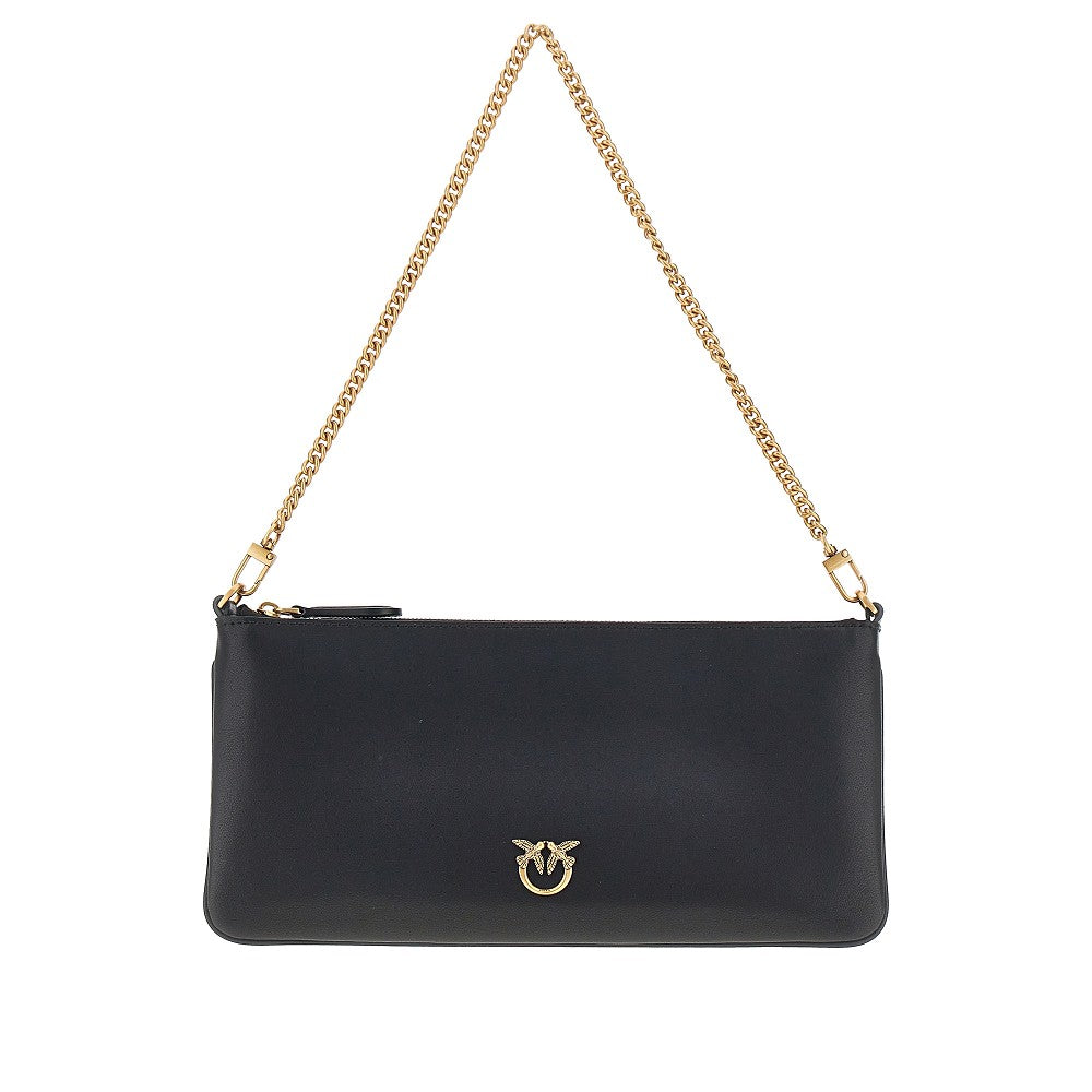 Leather flat pouch with chain