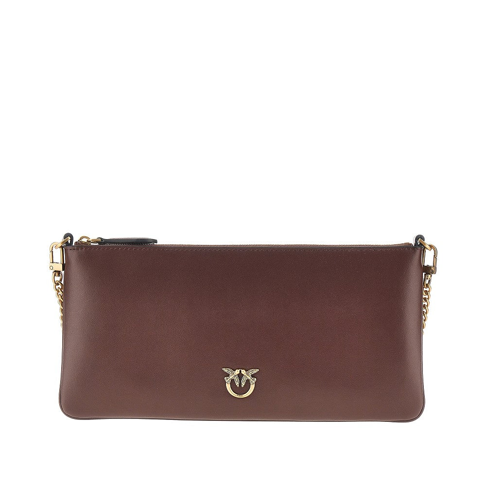 Leather flat pouch with chain