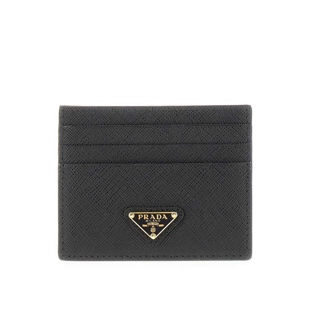 Portacarte in pelle Saffiano con logo
