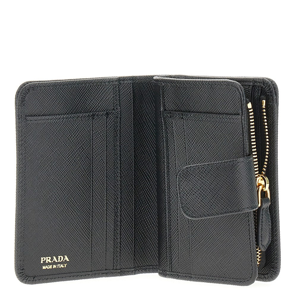 Saffiano leather small wallet with zip