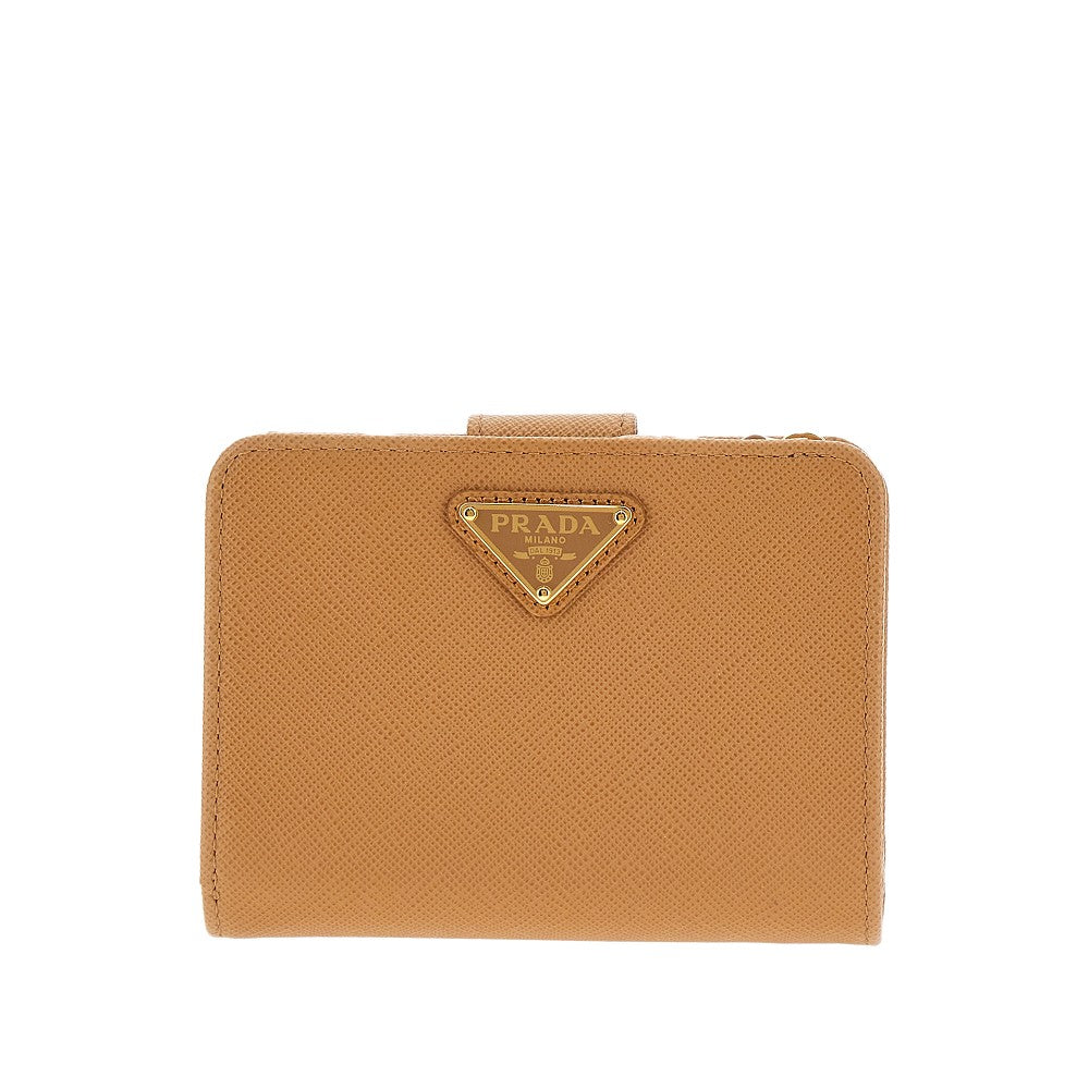 Saffiano leather small wallet with zip