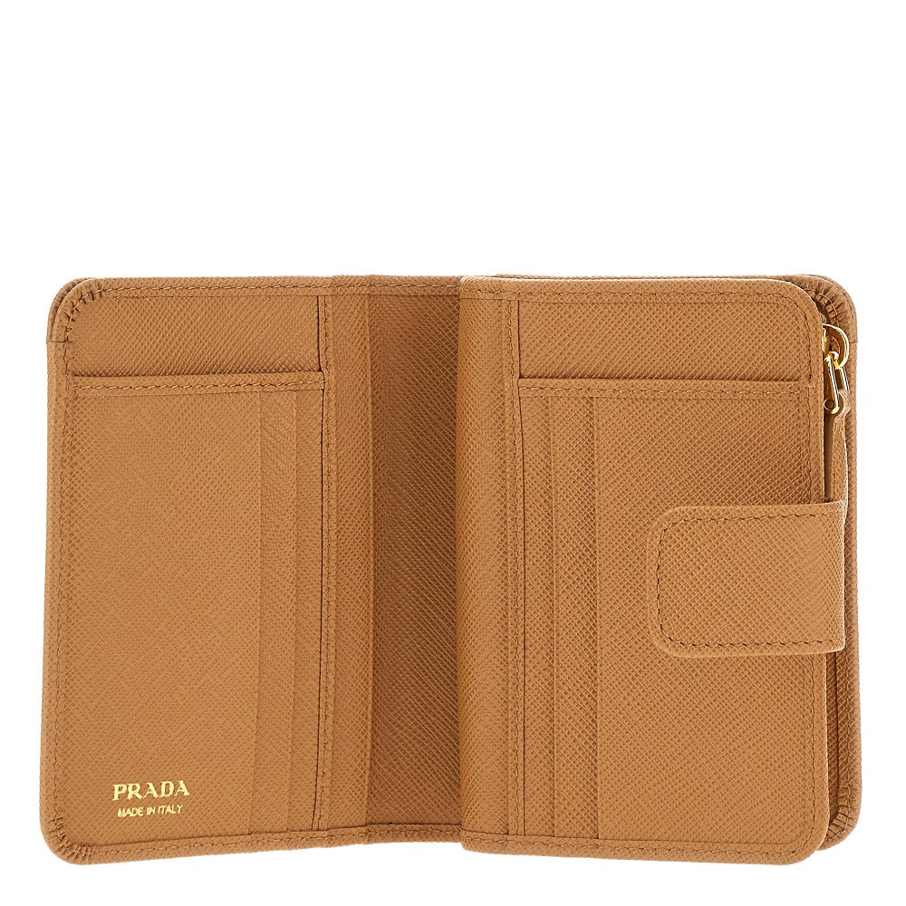 Saffiano leather small wallet with zip