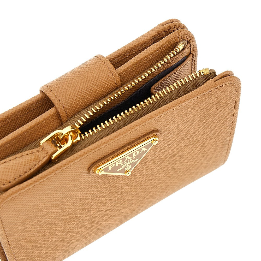 Saffiano leather small wallet with zip